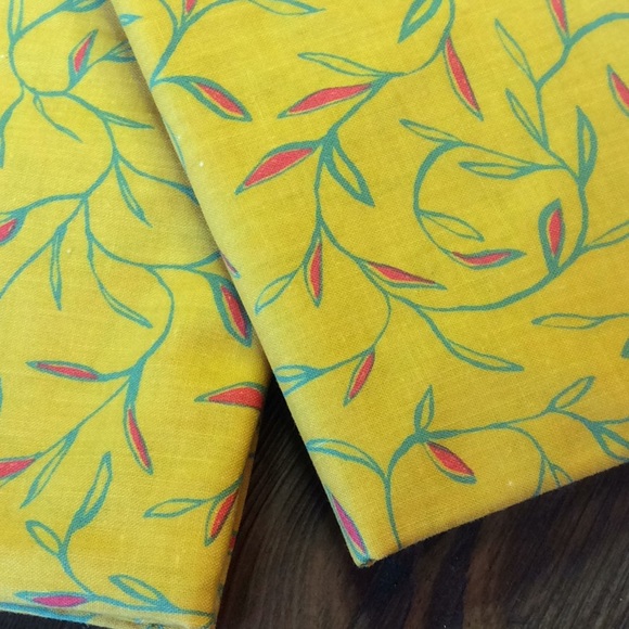 FINAL SALE PRICE White, Yellow Leaves & Designer Floral Fabric - Picture 4 of 5